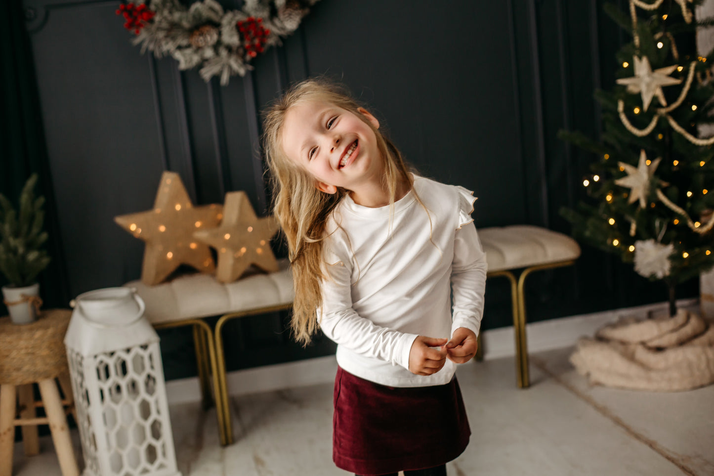 Cream shirt with golden ruffles