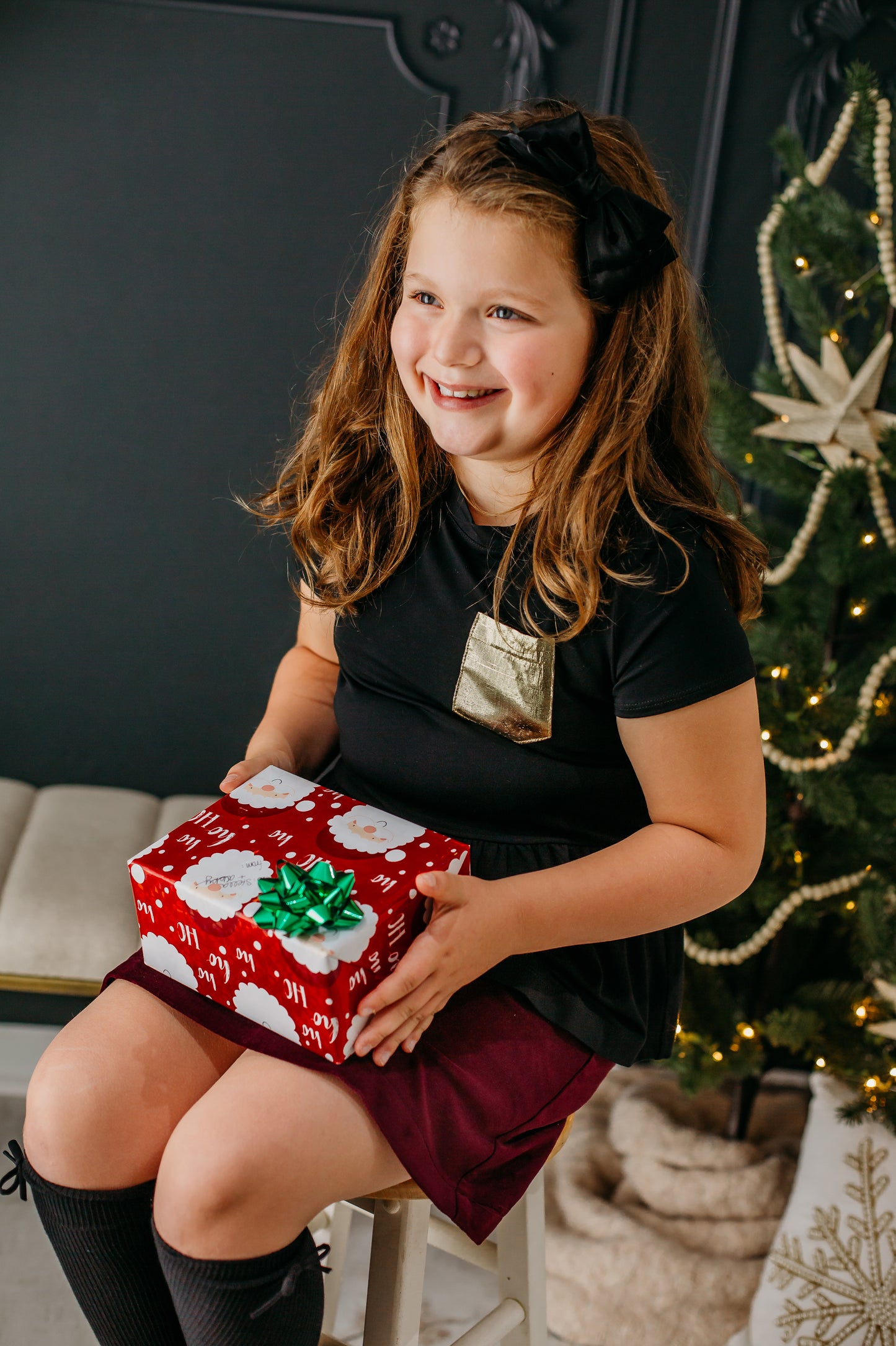 Black Peplum Shirt with a golden pocket