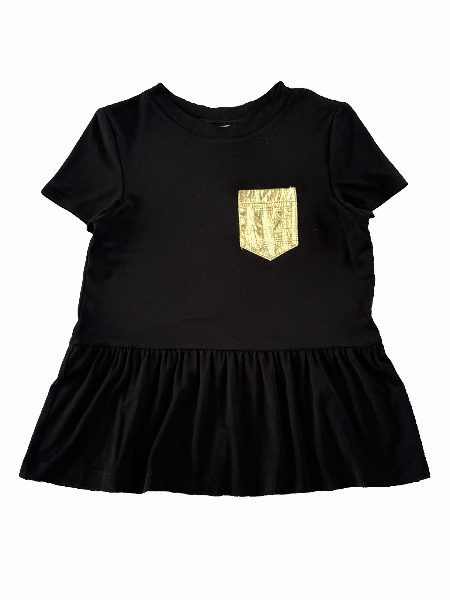 Black Peplum Shirt with a golden pocket